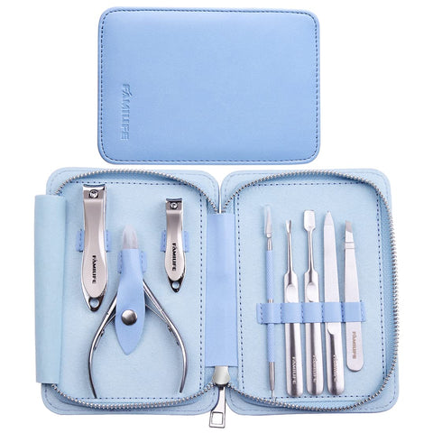 Stainless Steel L17 Professional Manicure Kit Nail Clippers Set 8 in 1 Pedicure Tools