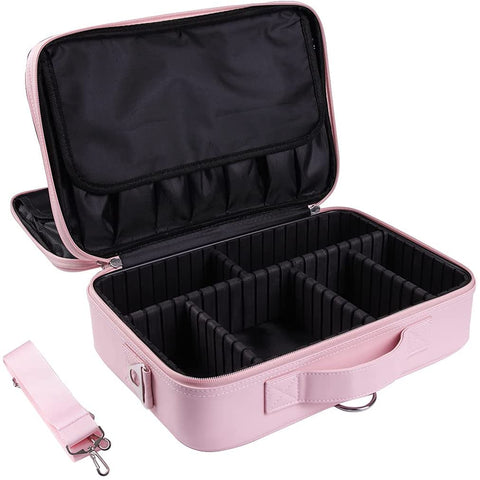 Large 3 Layers Pink Makeup Case Organizer Professional Waterproof Box