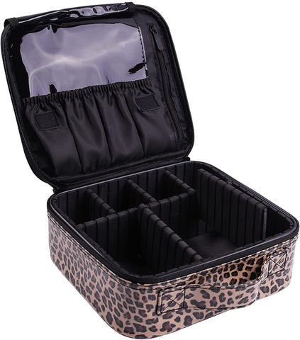 Portable Cosmetic Bag Organizer Leopard Waterproof Makeup Case