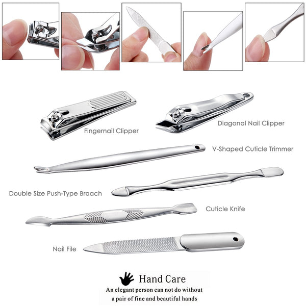 15Pcs F02 Stainless Steel Portable Manicure Set Pedicure Kit