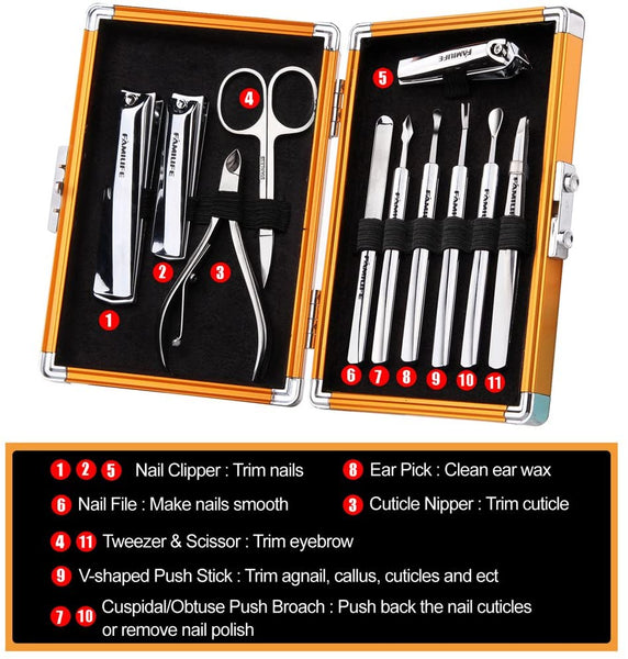 L05 Stainless Steel 11 In 1 Manicure Pedicure Set