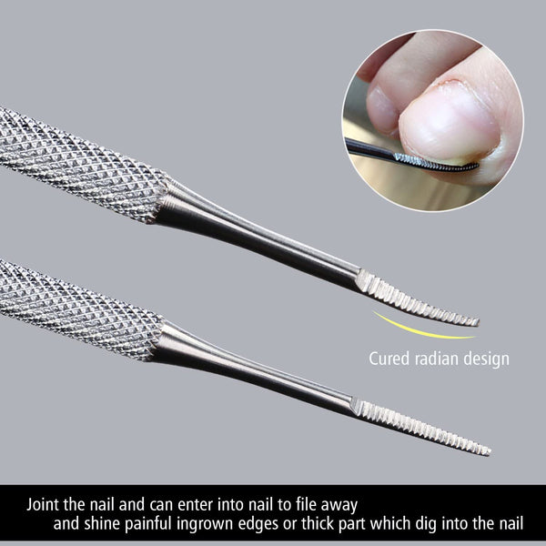 L07 100% Stainless Steel Ingrown Toenail File and Lifter Double Sided