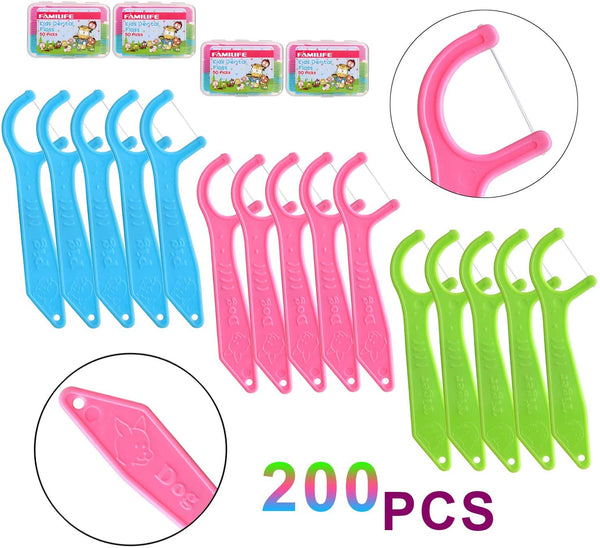 200 Picks Toddler Threaders Children Unwaxed Unflavored Fluoride Free Dental Flossing Sticks