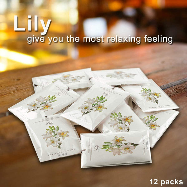 12 Packs Long-Lasting Lily Scented Sachets for Drawer and Closet
