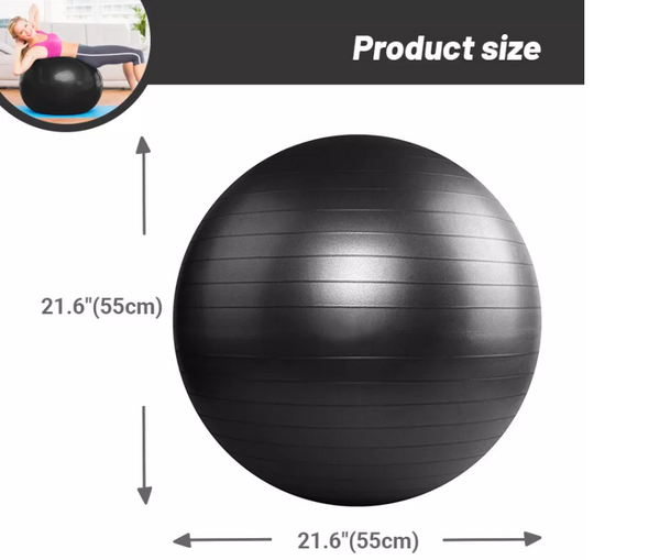 Sunland Exercise Ball 55CM Yoga Ball With Hand Pump Anti Burst Workout Equipment