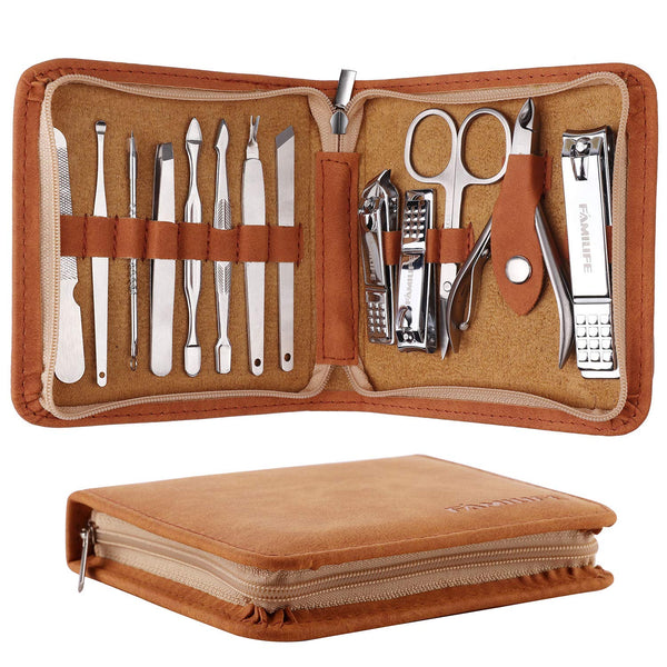13Pcs Stainless Steel Portable Travel F03 Professional Manicure Nail Kit Set