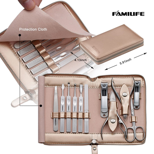 Professional Stainless Steel Manicure Set Kit 11 in 1 Pedicure Nail Care Tools