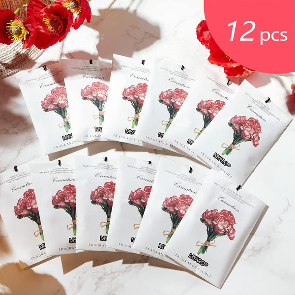 12 Packs Carnation Scented Sachets for Drawer and Closet