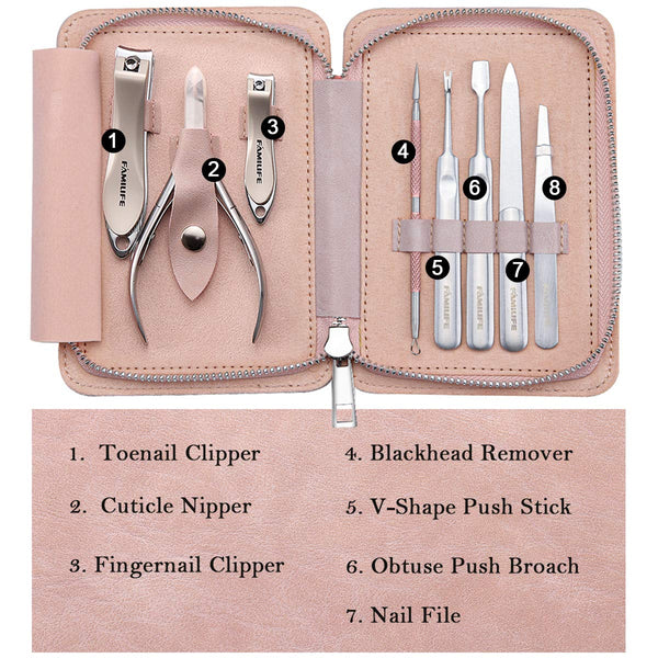 8 in 1 Professional L13 Manicure Kit Nail Clipper Set Stainless Steel Pedicure Tools Kit